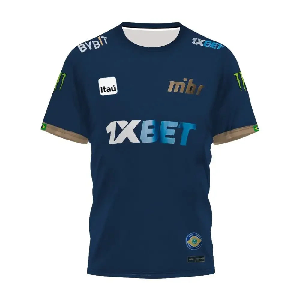 Jersey Uniforme MIBR Esports  Manto Azul e Dourado 2023   Customizable ID 3D printing